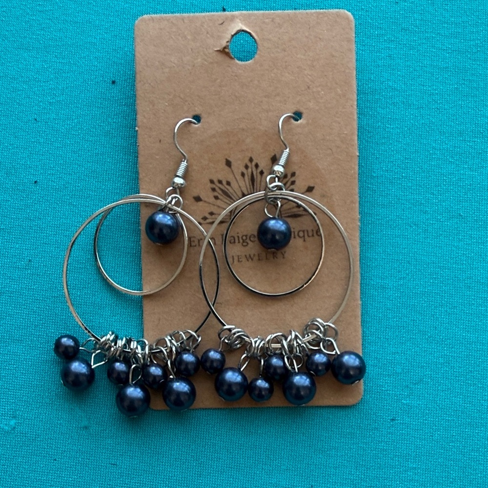 Elegant Silver and Black Hoop Earrings